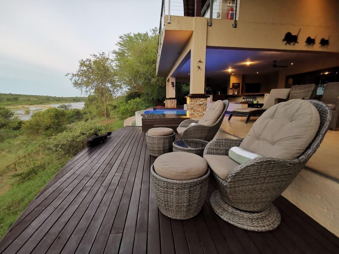 Deck chairs overlooking the Crocodile River